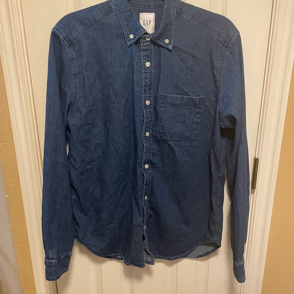 GAP Men's Casual Indigo Denise Button-Down Shirt